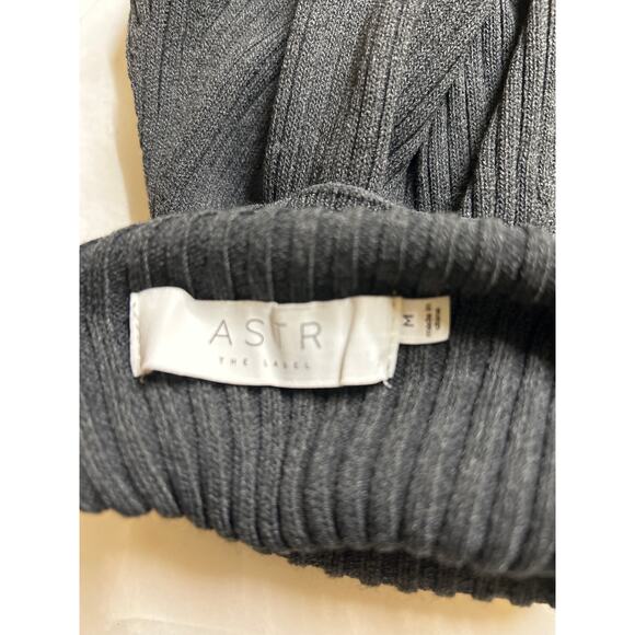 ASTR the Label Cold Shoulder Mock Neck Midi Sweater Dress in Charcoal. Size M - Picture 7 of 7